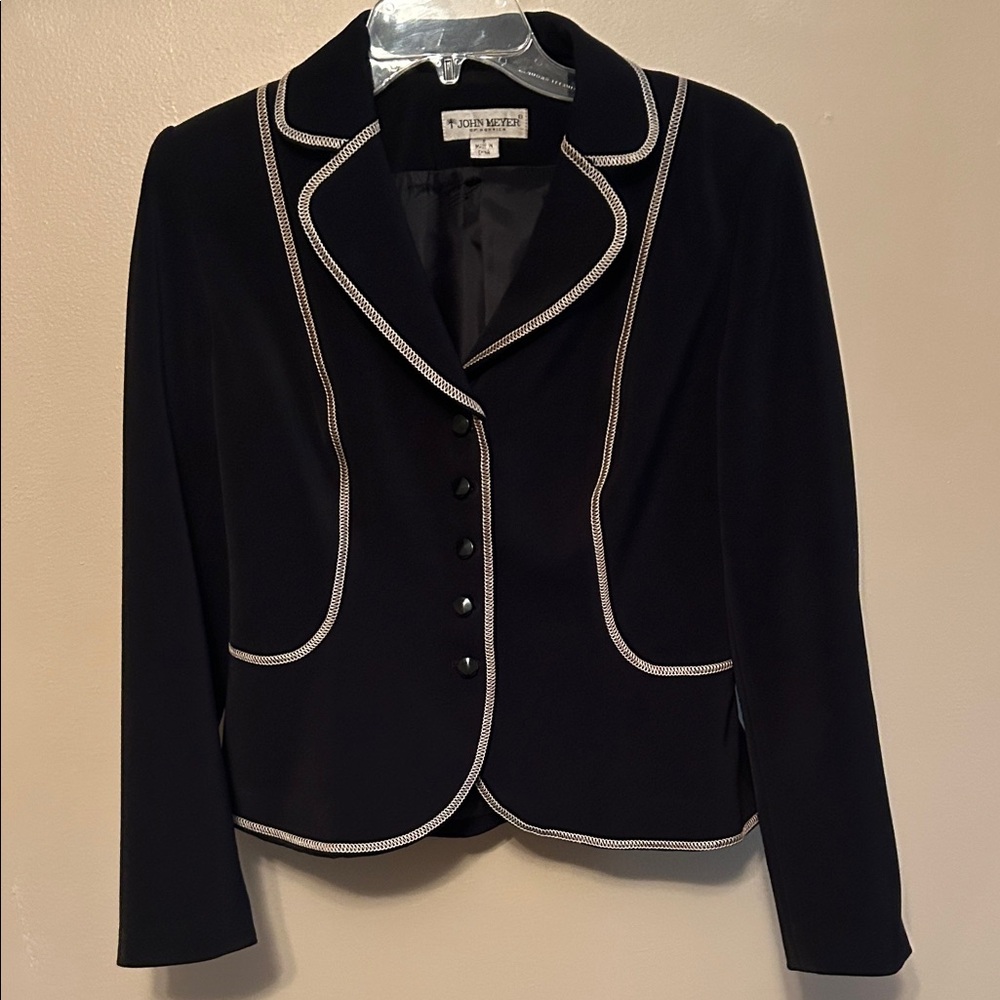 John Meyer of Norwich Black Blazer with White Piping